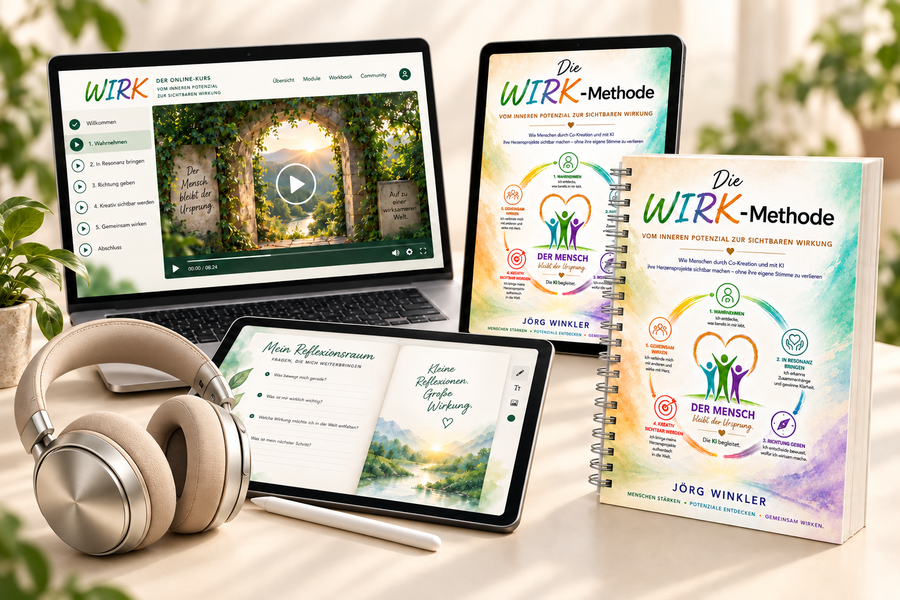 Symbolbild zum vollständigen WIRK-Einstiegspaket mit Spiralhandbuch und drei Hörfassungen